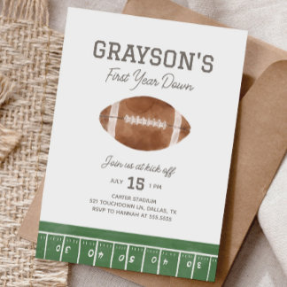 Football 1st Birthday Invitation, First Year Down Invitation