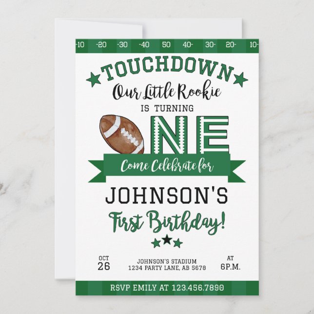 Football 1st Birthday Invitation White (Front)