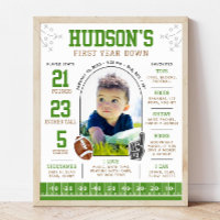 Football 1st Birthday Milestone Poster First Year