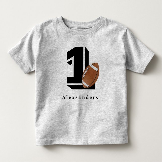 Football 1st Birthday name and age kids boy girl Toddler T-Shirt (Front)