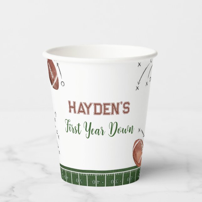 Football 1st Birthday Party Paper Cups (Front)