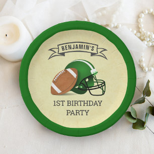 Football 1st Birthday Party Paper Plate