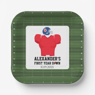 Football 1st Birthday Party Paper Plate
