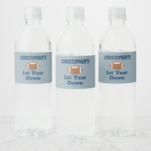 Football 1st Birthday Water Bottle Label