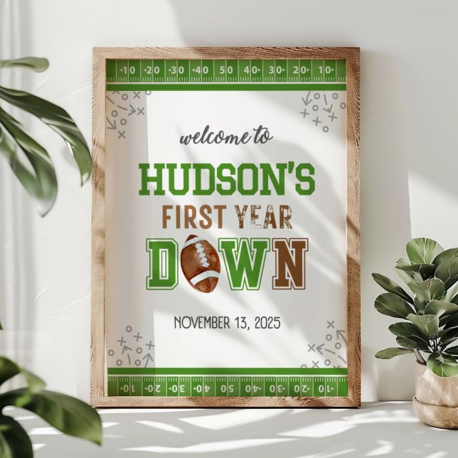 Football 1st Birthday Welcome Sign First Year DowN (Creator Uploaded)