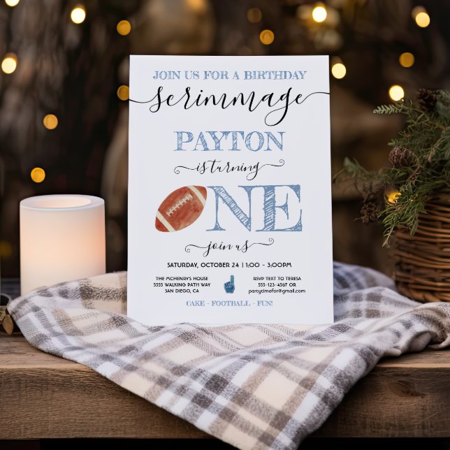 Football 1st One Birthday Scrimmage Invitation (Creator Uploaded)