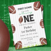 Football 1st Year Down Birthday Invitation