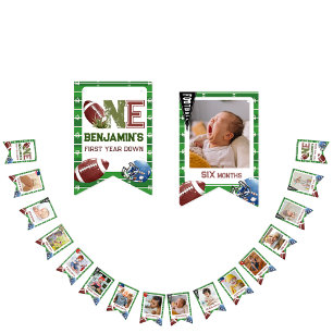 Football 1st Year Down Football Birthday Bunting