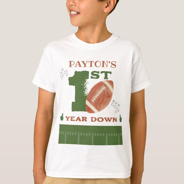 Football 1st Year Down Football BIrthday Party T-Shirt (Front)