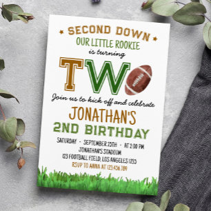 Football 2nd Birthday Party Invitation