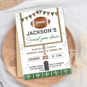Football 2nd Birthday Party Invitation