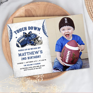 Football 2nd Birthday Photo Invitation