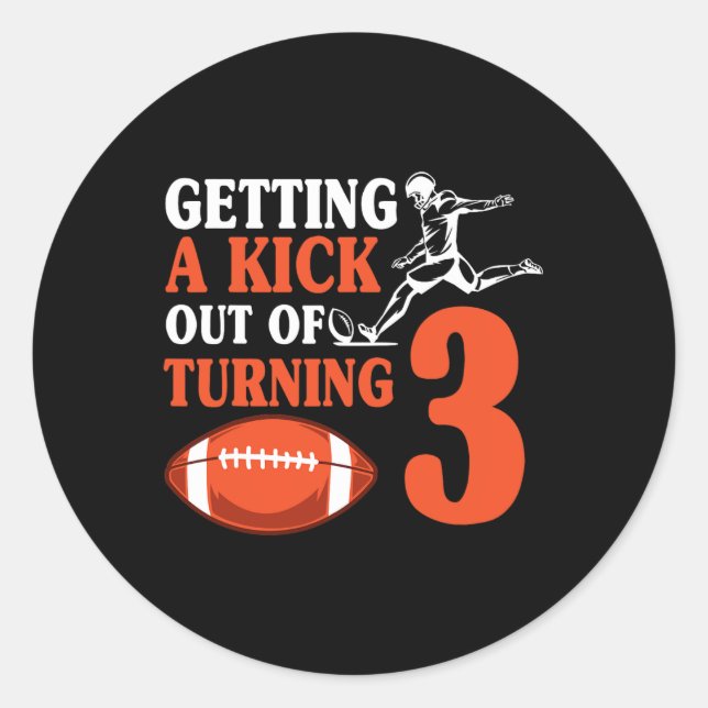 Football 3th Birthday Party Kick Team Player Sport Classic Round Sticker (Front)