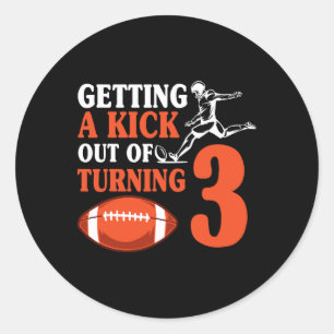 Football 3th Birthday Party Kick Team Player Sport Classic Round Sticker