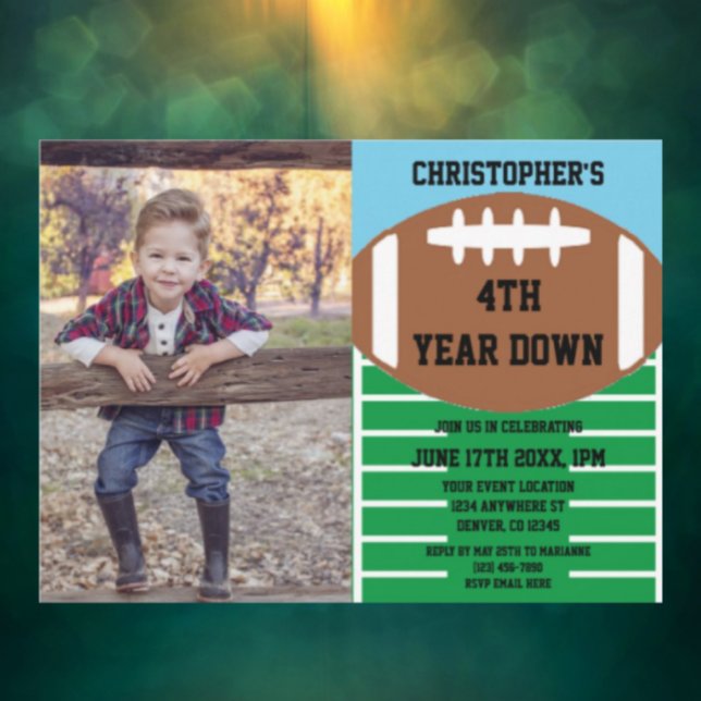 Football 4th Year Down Birthday Invitation (Creator Uploaded)