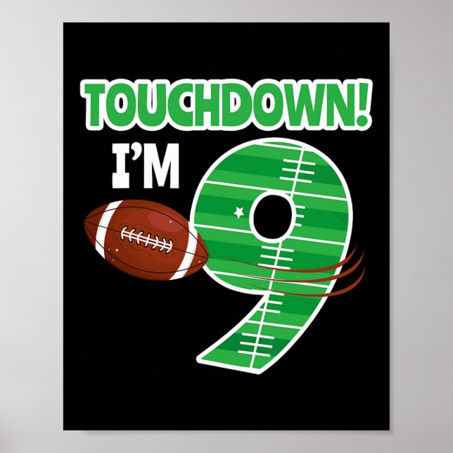 Football 9th Birthday Party Player Game Lover Team Poster (Front)