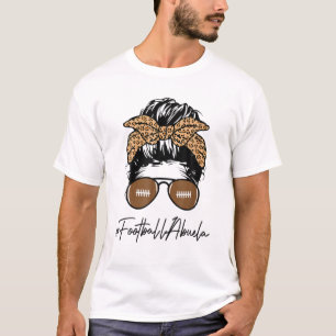 Football Abuela Life With Leopard And Messy Bun Pl T-Shirt