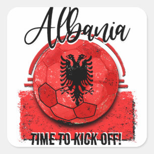 Football Albania Flag, Soccer Fan Square Sticker