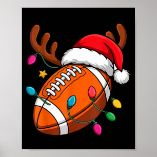 Football American Reindeer Horns Christmas Xmas Ba Poster