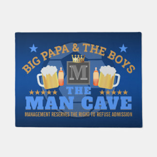 FOOTBALL and BEER with MONOGRAM on MAN CAVE Doormat