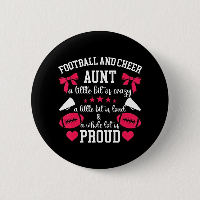 Football And Cheer Aunt Proud Football & Cheer 6 Cm Round Badge (Front)