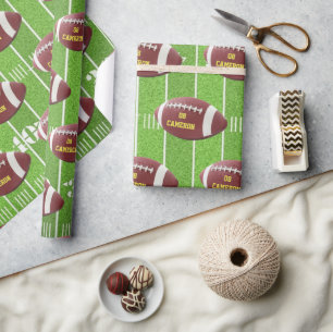 Football and Field Personalized Wrapping Paper