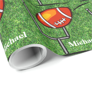 Football And Goal Post Personalised Gift Wrapping Paper