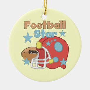 Football and Helmet Football Star T-shirts Ceramic Tree Decoration