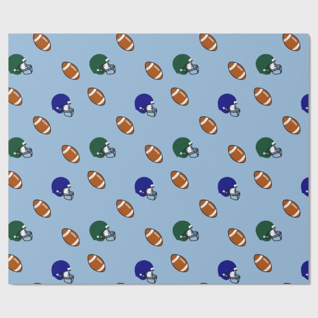 Football and Helmets Wrapping Paper (Flat)
