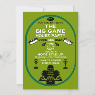 Football And Hotdog House Party Invitation