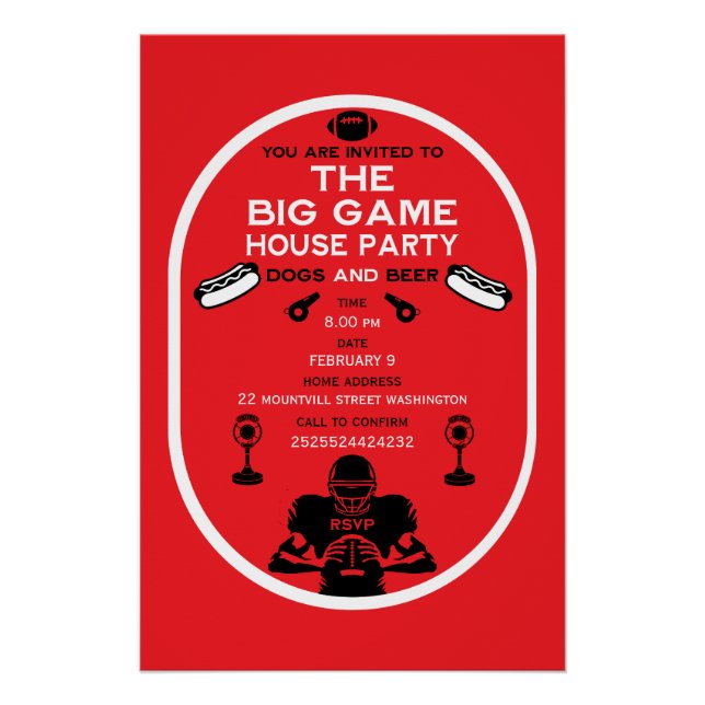 Football And Hotdog House Party Poster (Front)