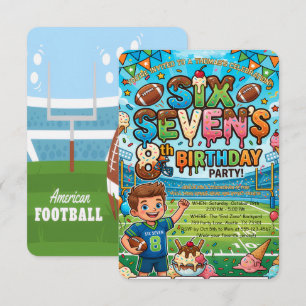 Football and Ice Cream 8th Birthday Party Invitation