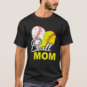 Football And Softball Heart Matching Ball Mum T-Shirt