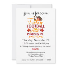 Football and Turkey Thanksgiving Invitation