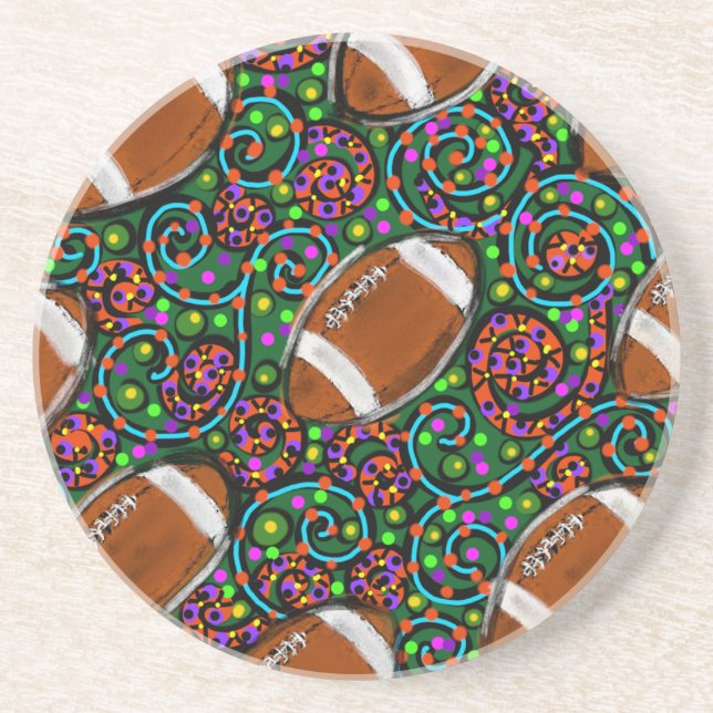 Football Art Green Coaster (Front)