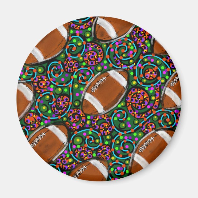 Football Art Green Magnet (Front)