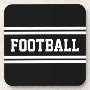 FOOTBALL Athletic Bold Black White Racing Stripes Coaster