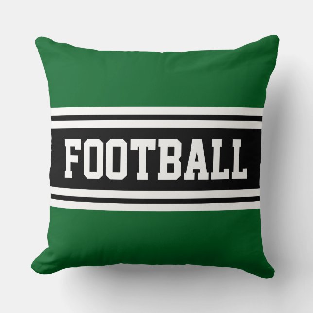 FOOTBALL Athletic Green Black White Racing Stripes Cushion (Front)