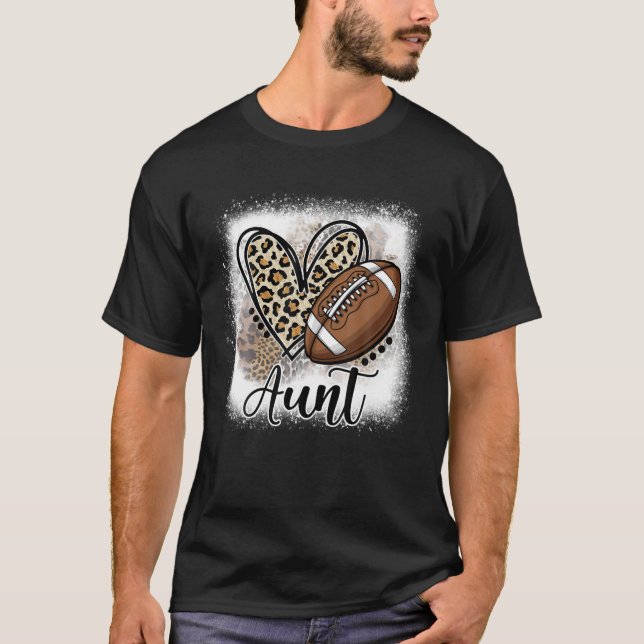 Football Aunt Funny Leopard Heart Family Sporty T-Shirt (Front)