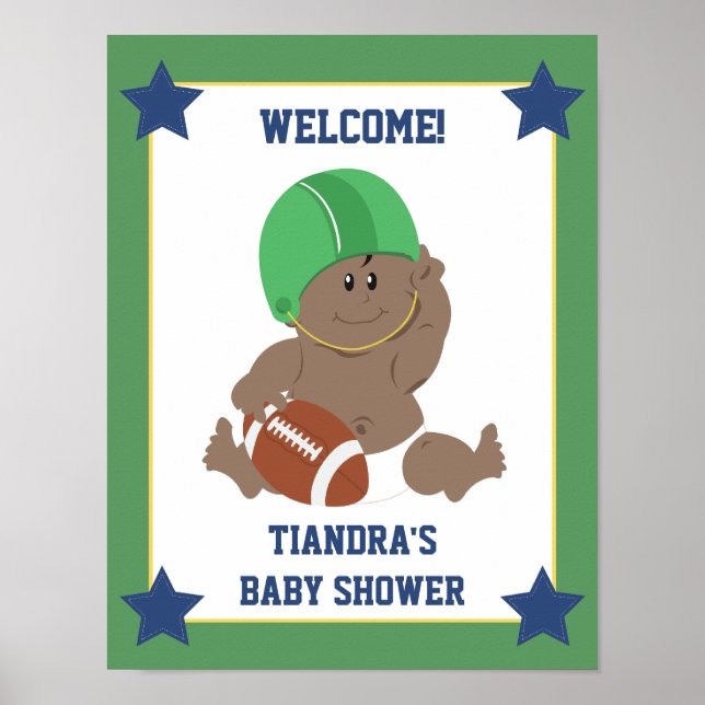 Football Baby African American Welcome Sign (Front)
