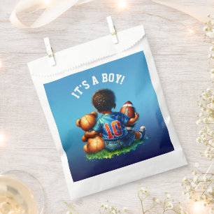 Football Baby Boy and Teddy Baby Shower It's a Boy Favour Bags