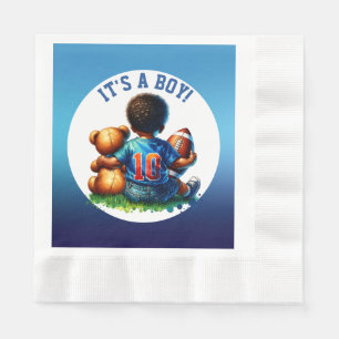 Football Baby Boy and Teddy Baby Shower It's a Boy Napkin