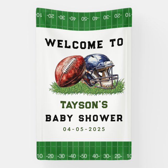Football Baby Shower | A Little All Star Is On His Banner (Vertical)