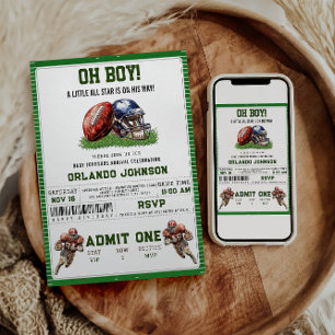 Football Baby Shower   A Little All Star Is On His Invitation