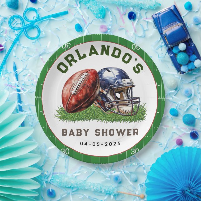 Football Baby Shower | A Little All Star Is On His Paper Plate (Party)