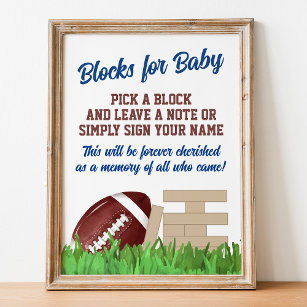 Football Baby Shower Block for Baby Sign