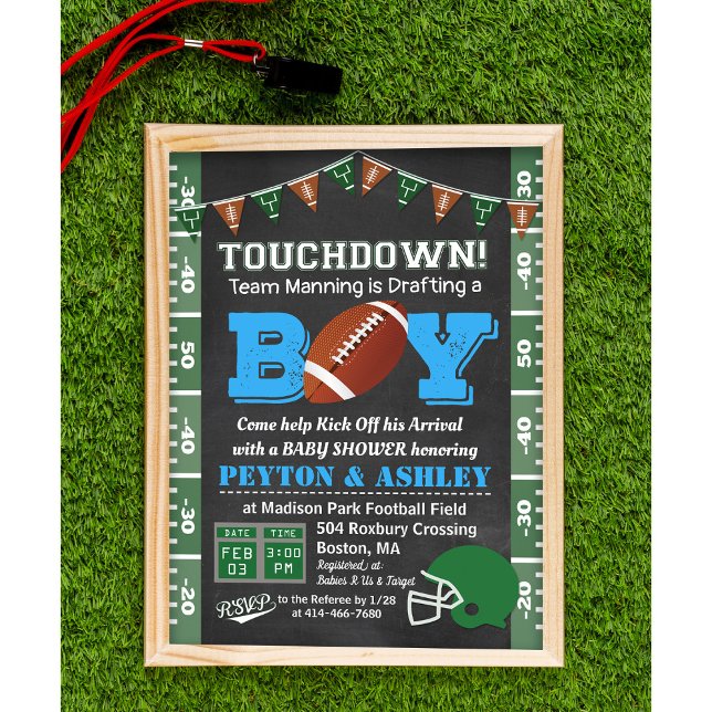 Football Baby Shower Chalkboard Invitation (Creator Uploaded)