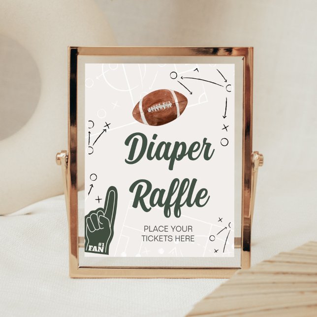 Football Baby Shower Diaper Raffle Poster (A Little All Star Baby Shower Diaper Raffle Sign)