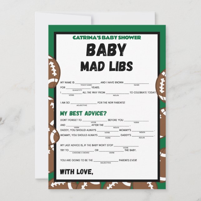 Football Baby Shower Game, Soccer - Editable Name, Invitation (Front)