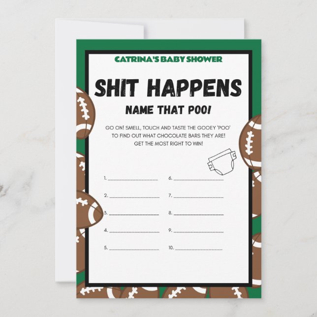 Football Baby Shower Game, Soccer - Editable Name, Invitation (Front)